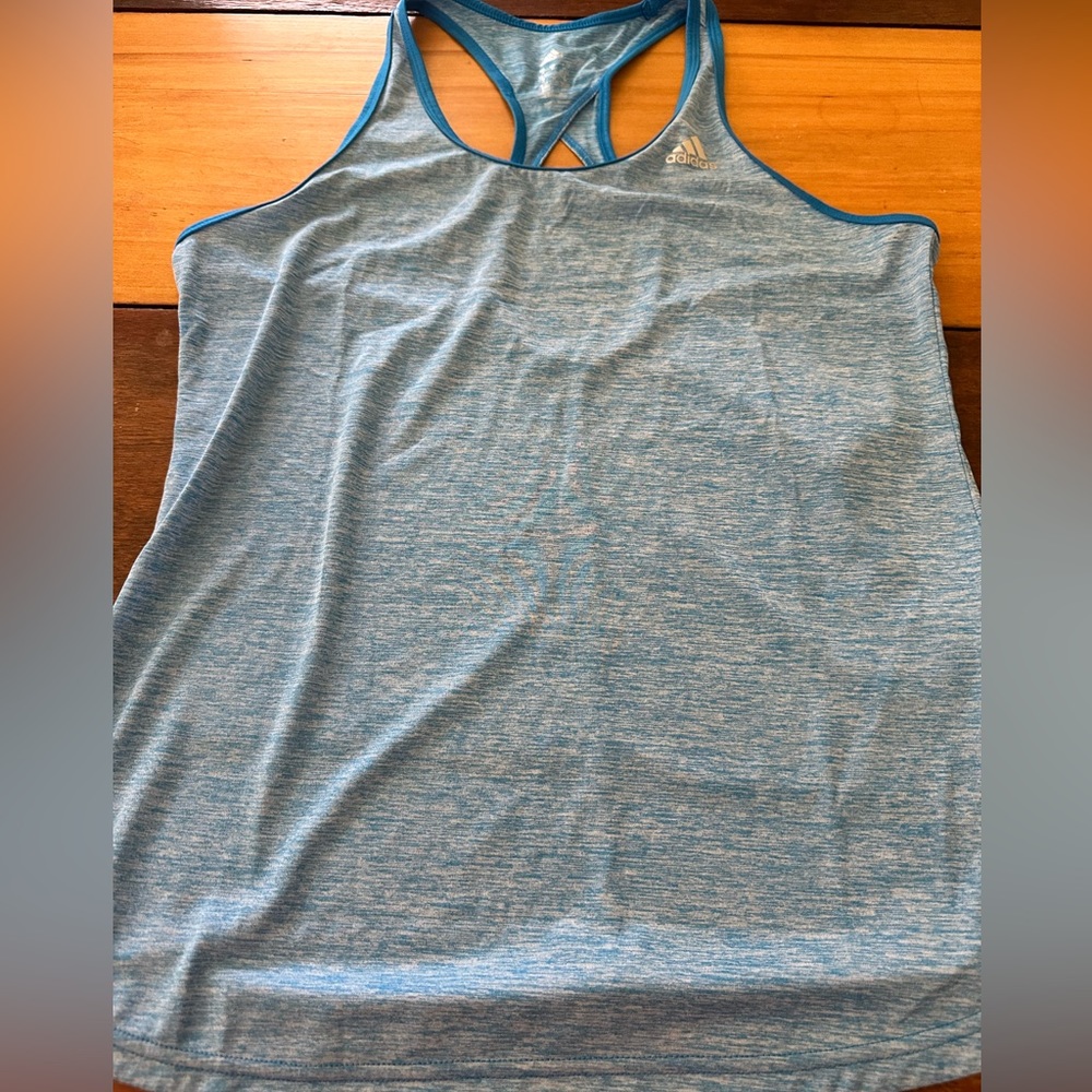 Women’s Heather Blue Medium Adidas Tank with Keyhole Back NWT